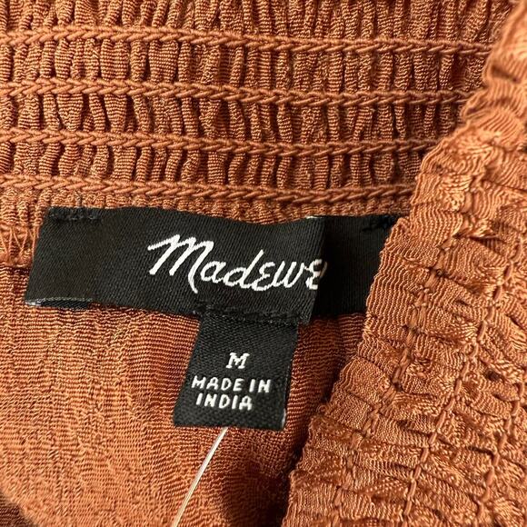 NWT Madewell Mockneck Ruffle-Hem Mini Dress Cheetah Jacquard Size M Warm Umber - Picture 5 of 6